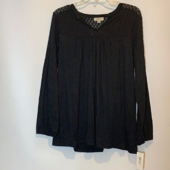 NWT Style & Co Black Top Crochet 1X PLUS SIZE - Picture 1 of 8